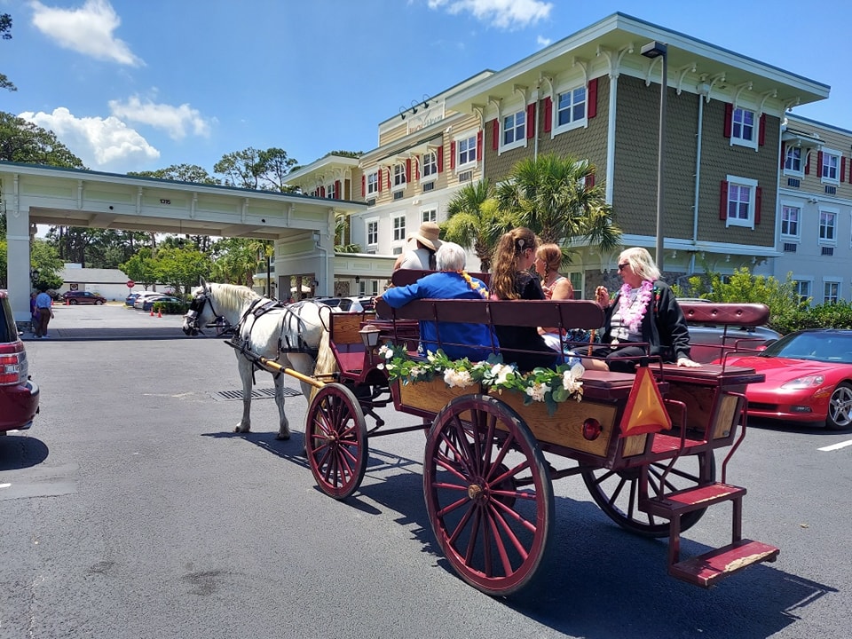 Here's our Big Red Wagon giving rides at a Spring Fling in Jacksonville Beach, FL.