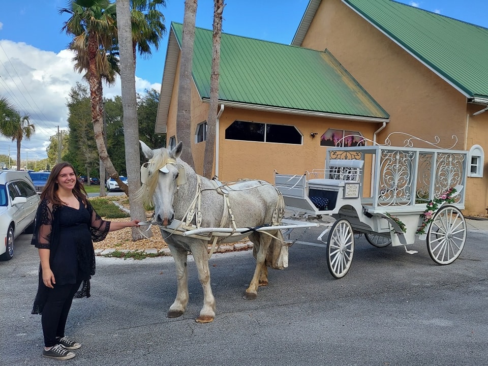 Here's our glass enclosed hearse carriage waiting to bring a loved one home after a funeral service in Jacksonville, FL.