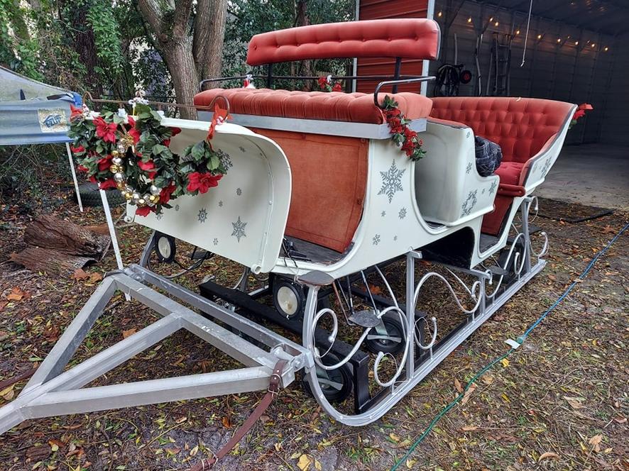 Our sleigh is ready for the holiday parties anywhere from Jacksonville to Gainesville, FL.